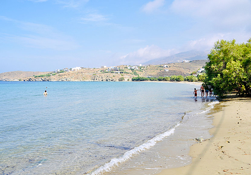 Agios Romanos beach på Tinos i Kykladerna.