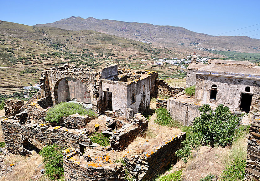 Byarna Monastiria, Krokos, Komi och Agapi på Tinos.