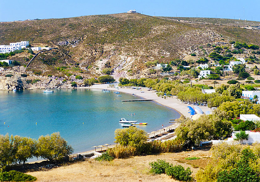 Kambos beach på nordöstra Patmos är öns populäraste strand. 