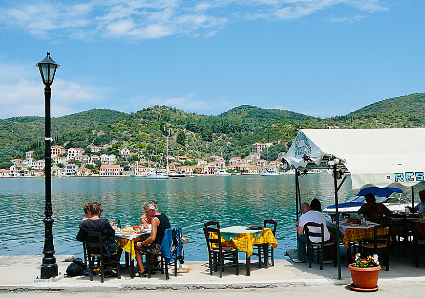 Bra grekiska restauranger och tavernor i Vathy på Ithaka. 