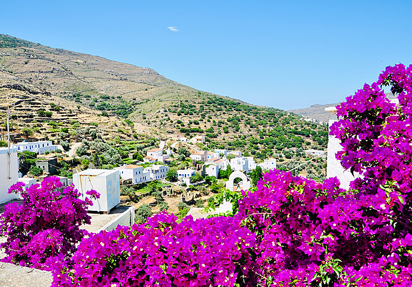 Den vackra byn Aidonia på Andros i Kykladerna.