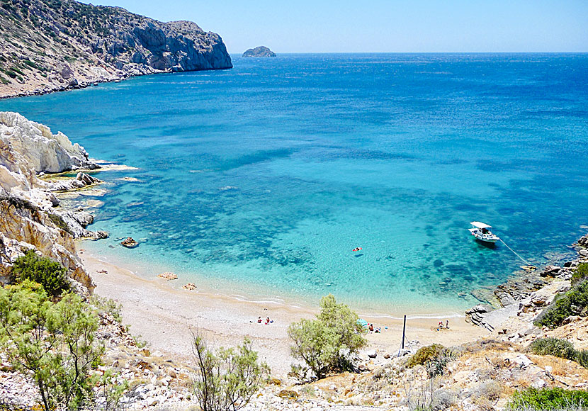 Vroulidia beach på södra Chios i Grekland.