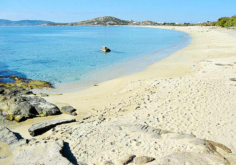 Agios Prokopios beach på Naxos under lågsäsong.