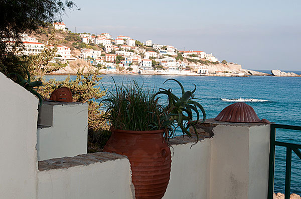 Utsikt från vår terrass på Valeta Studios på Ikaria.