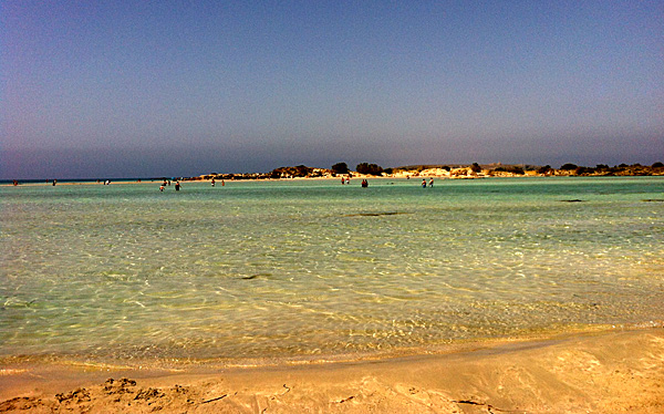Elafonissos ön på andra sidan viken. Kreta.