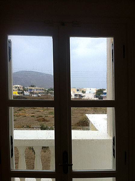 Regn och blåst. Santorini.